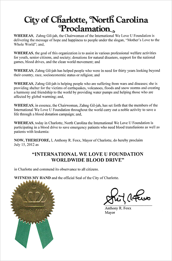 City of Charlotte, North Carolina Proclamation