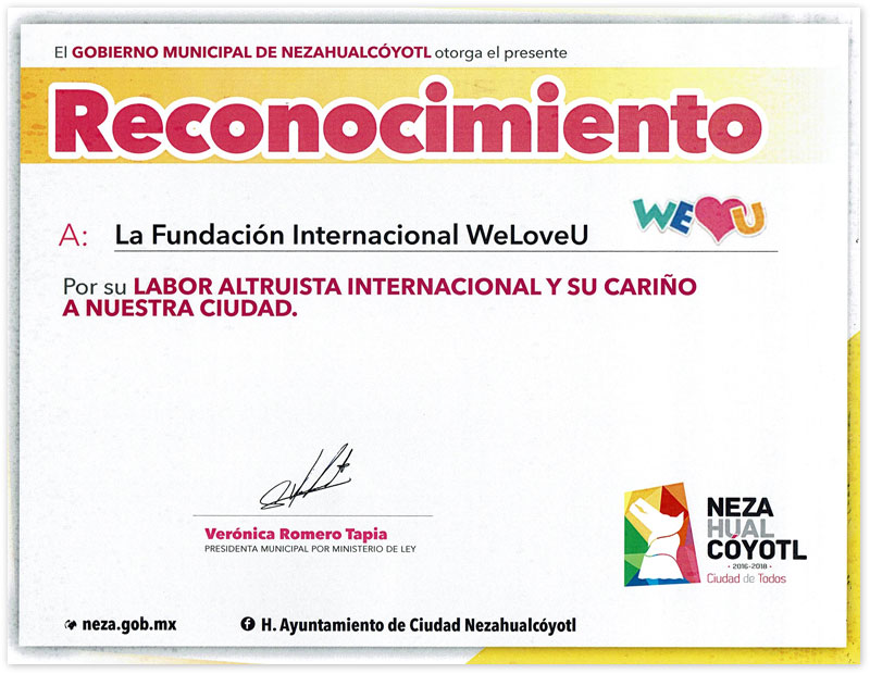 Bản cảm tạ của Thị trưởng Nezahualcoyotl, Mexico City 2, Mexico