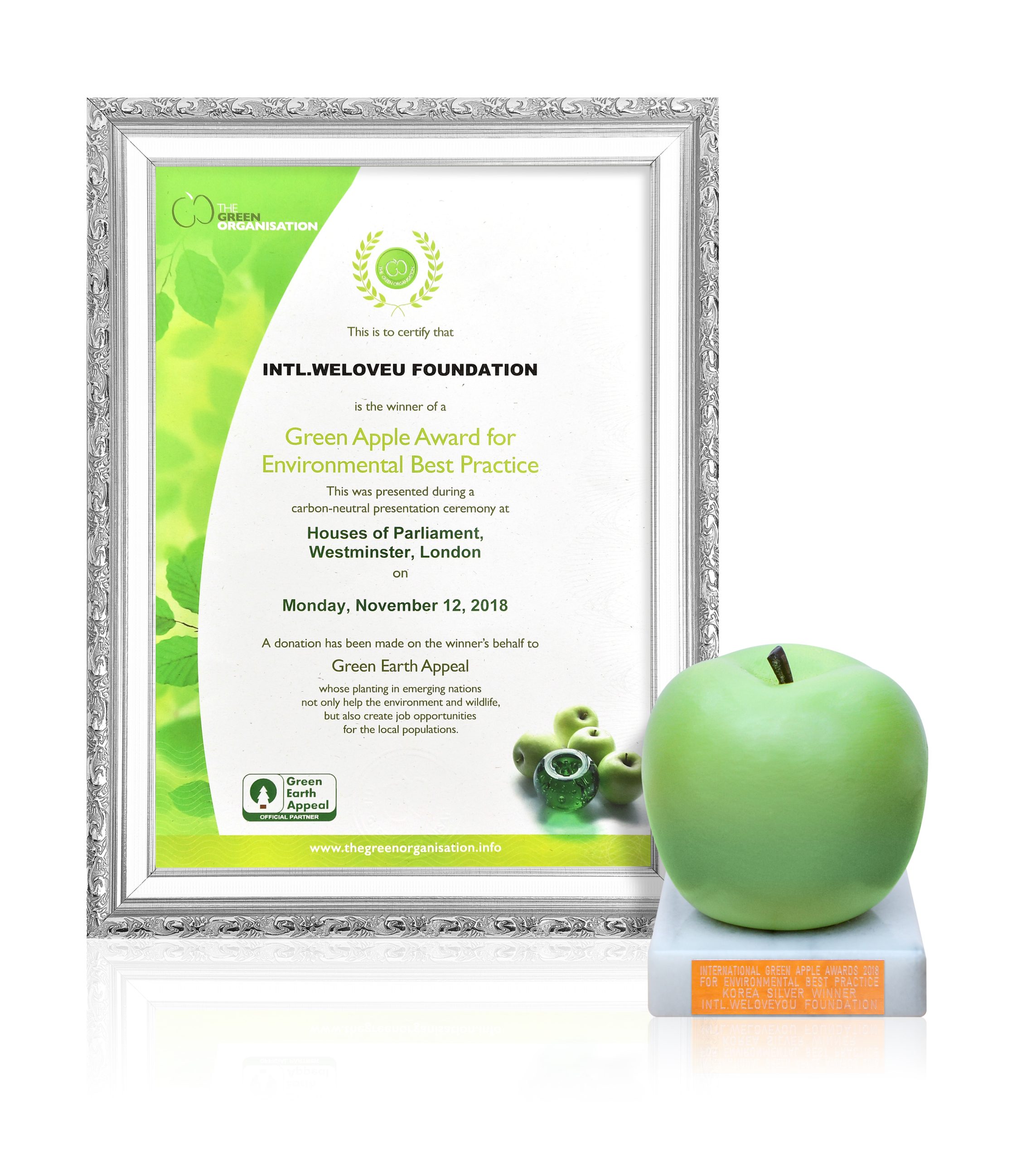 Giải thưởng Green Apple 2018 Giải bạc lĩnh vực môi trường quốc tế