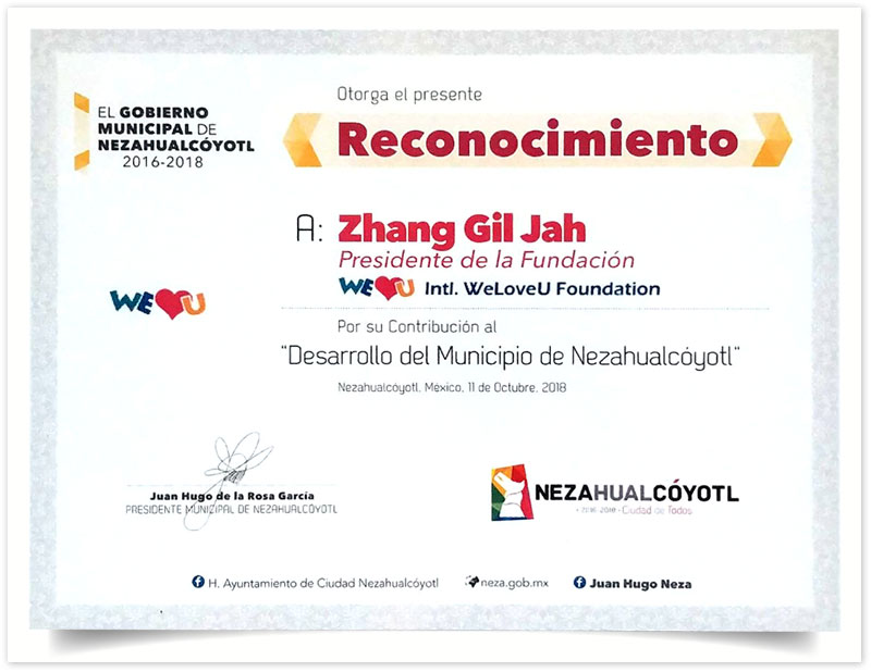 Reconocimiento del Alcalde de Nezahualcóyotl, México