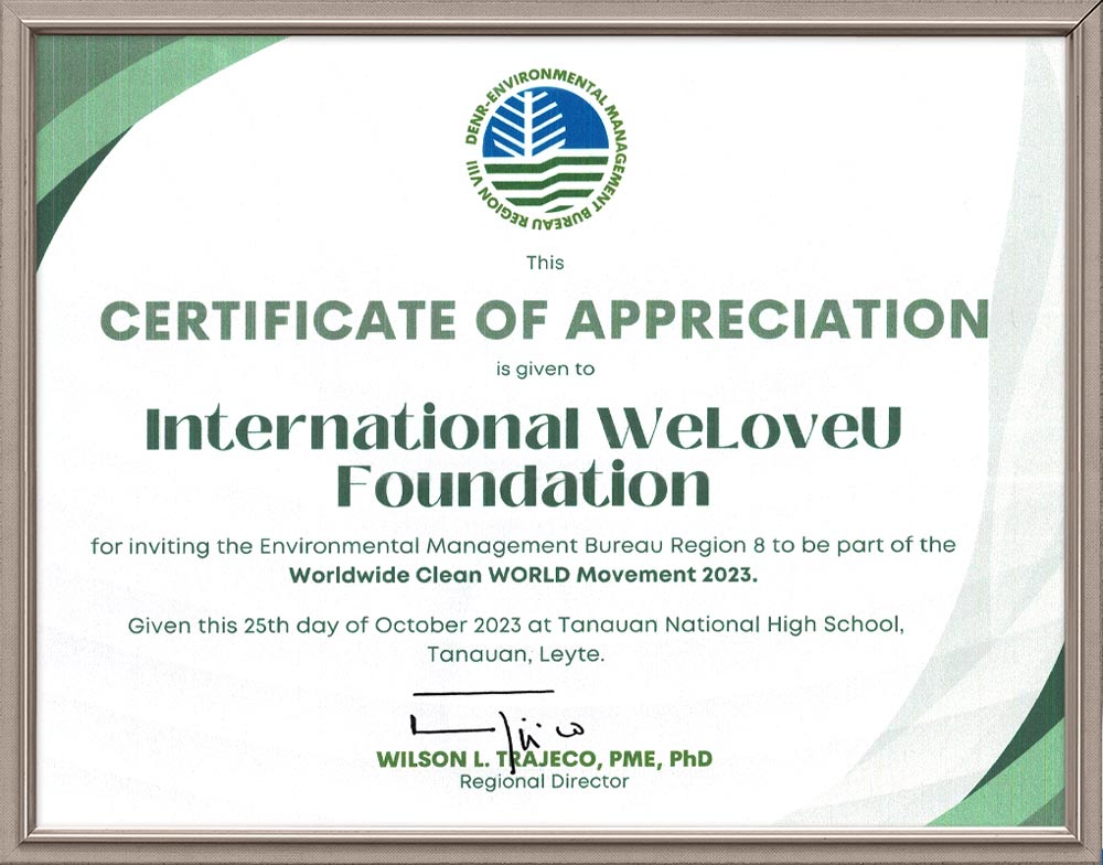 필리핀 환경천연자원부 제8지역사무소장 감사장